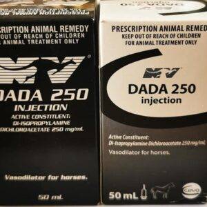 DADA 250 Injection could be a long-acting antibiotic such as Oxytetracycline, Enrofloxacin, or another common antibiotic at a concentration of 250 mg/mL...