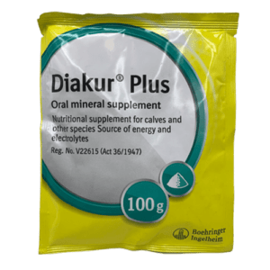 Diakur Plus is an oral rehydration supplement commonly used for calves and other livestock to support digestive health, rehydration, and electrolyte..