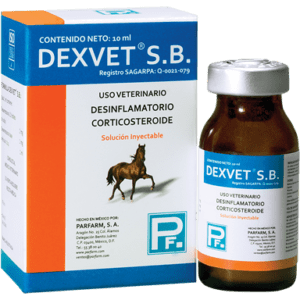 Dexvet SB is a veterinary corticosteroid formulation containing dexamethasone or a similar synthetic glucocorticoid, used to treat inflammation, allergic