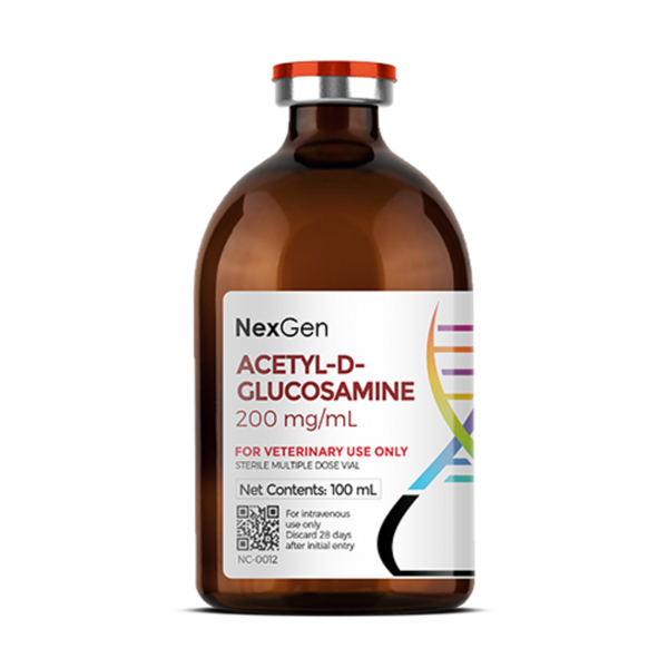 Acetyl-D-Glucosamine (200 mg/ml) is chemically similar to glucosamine, chondroitin and other naturally-occurring amino monosaccharides found in cartilage and connective tissue. Glucosamine is widely used to treat osteoarthritis in both humans and animals. There is an increasing body of scientific evidence supporting glucosamine's anti-inflammatory and chondroprotective properties.