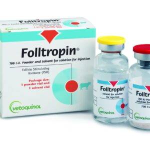 Folltropin is a veterinary pharmaceutical product containing follicle-stimulating hormone (FSH). It is primarily used in reproductive management