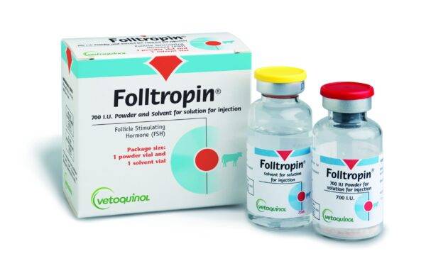 Folltropin is a veterinary pharmaceutical product containing follicle-stimulating hormone (FSH). It is primarily used in reproductive management