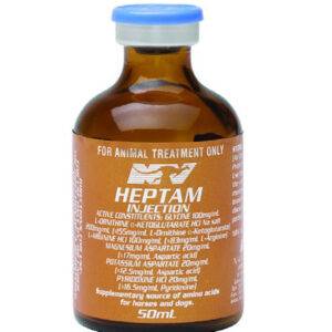 Heptam Injection is a veterinary product formulated to support liver function, boost metabolism, and aid in recovery from stress or illness in animals.