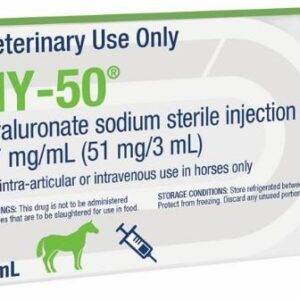 Hy 50 Injection for Horses is a veterinary product primarily containing hyaluronic acid (HA). It is widely used for horses to manage joint-related issues